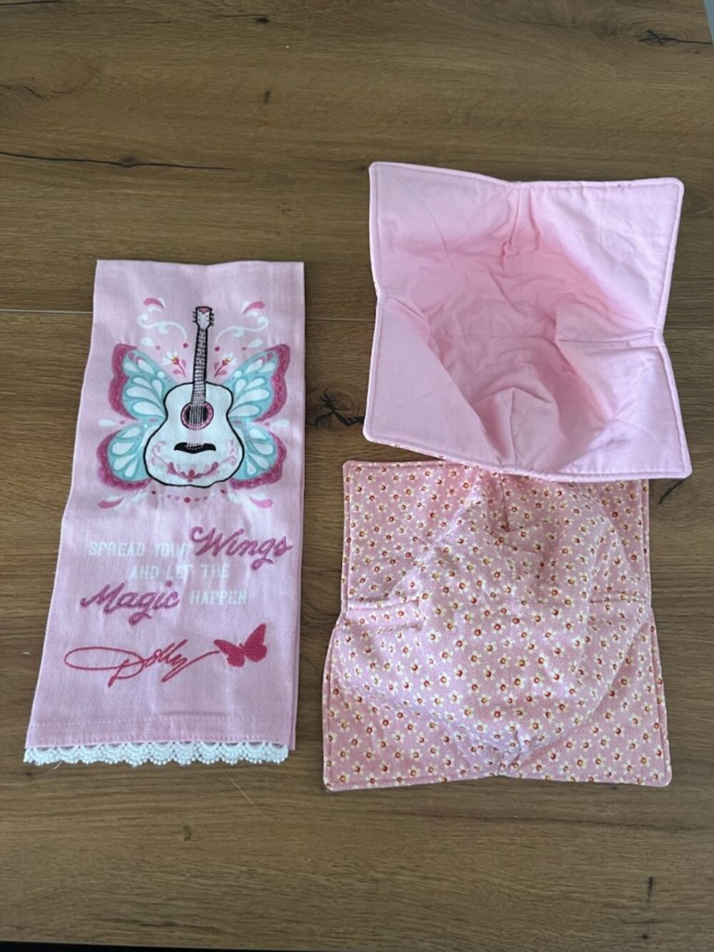 Pick Ur Color Floral Pot Holder & Kitchen Towel Set W/ Butterflies New